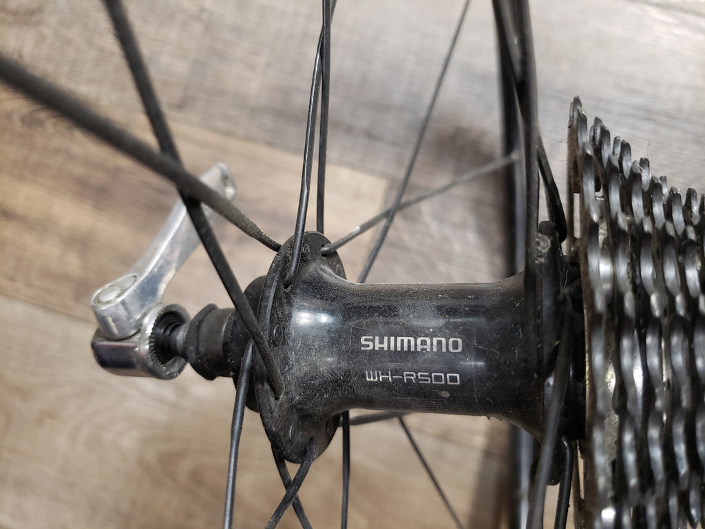 Shimano R500 700c wheelset bladed spokes 10 speed 100/130 rim brake