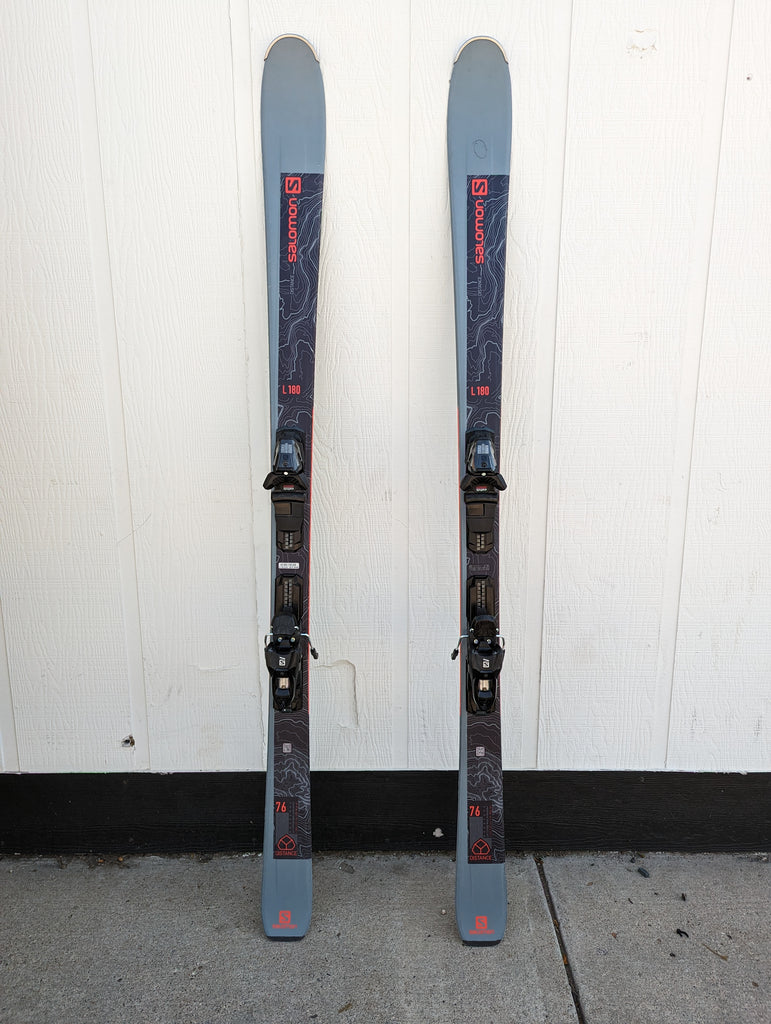 Salomon Distance 76 all mountain rocker skis with bindings, 180cm
