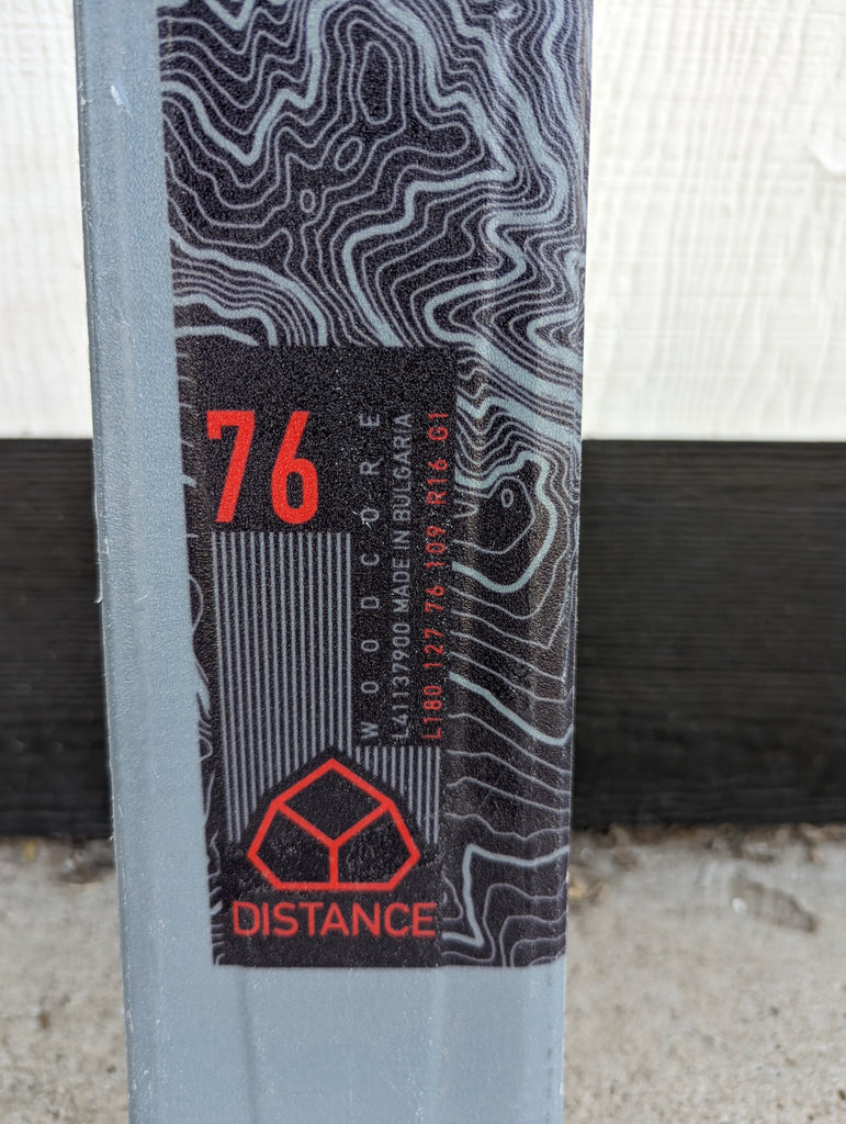 Salomon Distance 76 all mountain rocker skis with bindings, 180cm