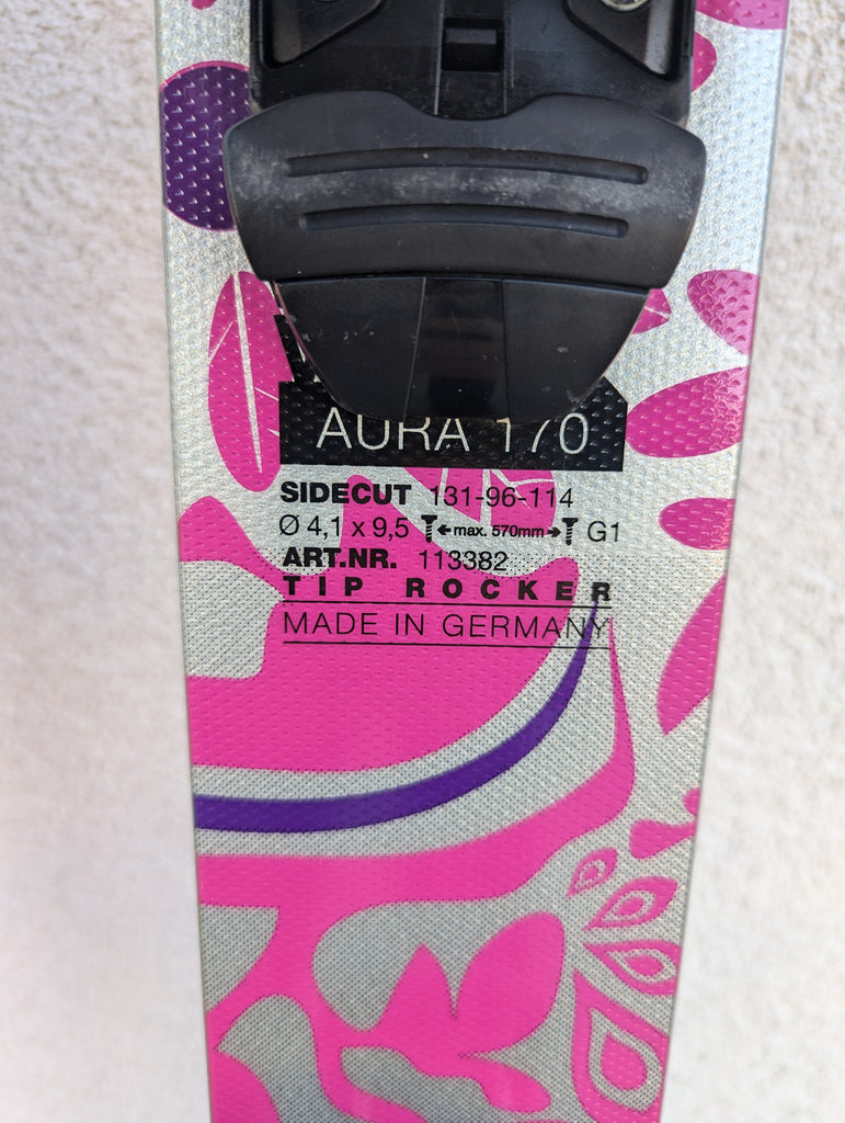 Volkl Aura All Mountain/Powder Skis, 170cm, Salomon Z12 Bindings