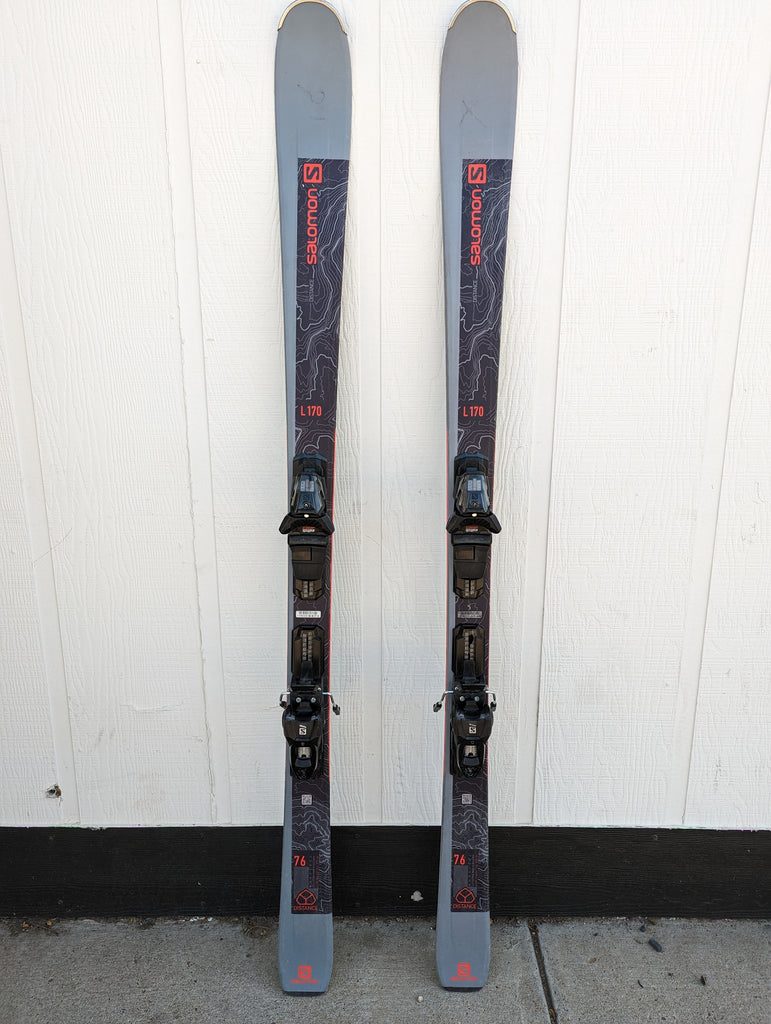Salomon Distance 76 all mountain rocker skis with bindings, 170cm