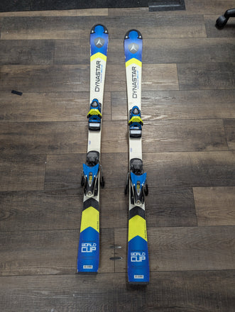 Dynastar Team Omeglass World Cup Kids Race Skis, 132cm, Look Bindings