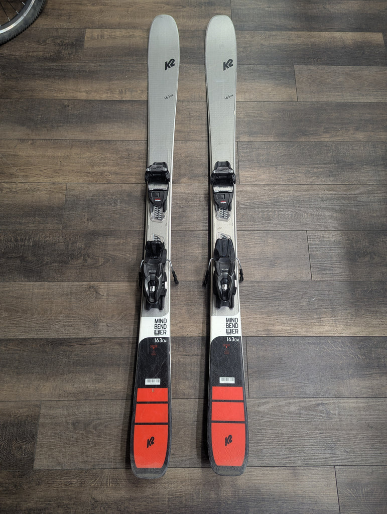 K2 Mindbender RX 85 all mountain rocker skis, Grip Walk bindings, 163cm