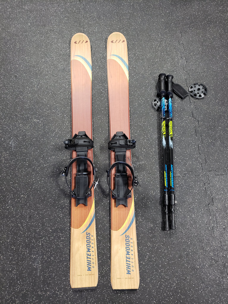 Whitewoods Outlander Snowshoe Skis, 139cm w/Universal Bindings, Telescopic Poles
