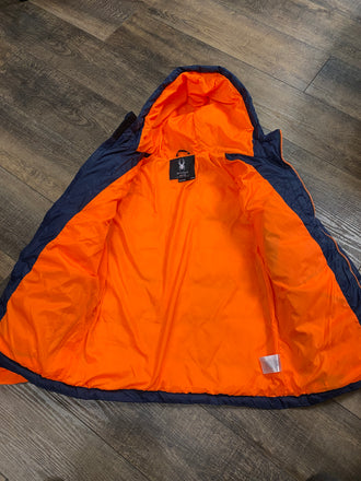 Spyder Frontier Hooded Puffer Jacket, Youth Large, Blue/Orange